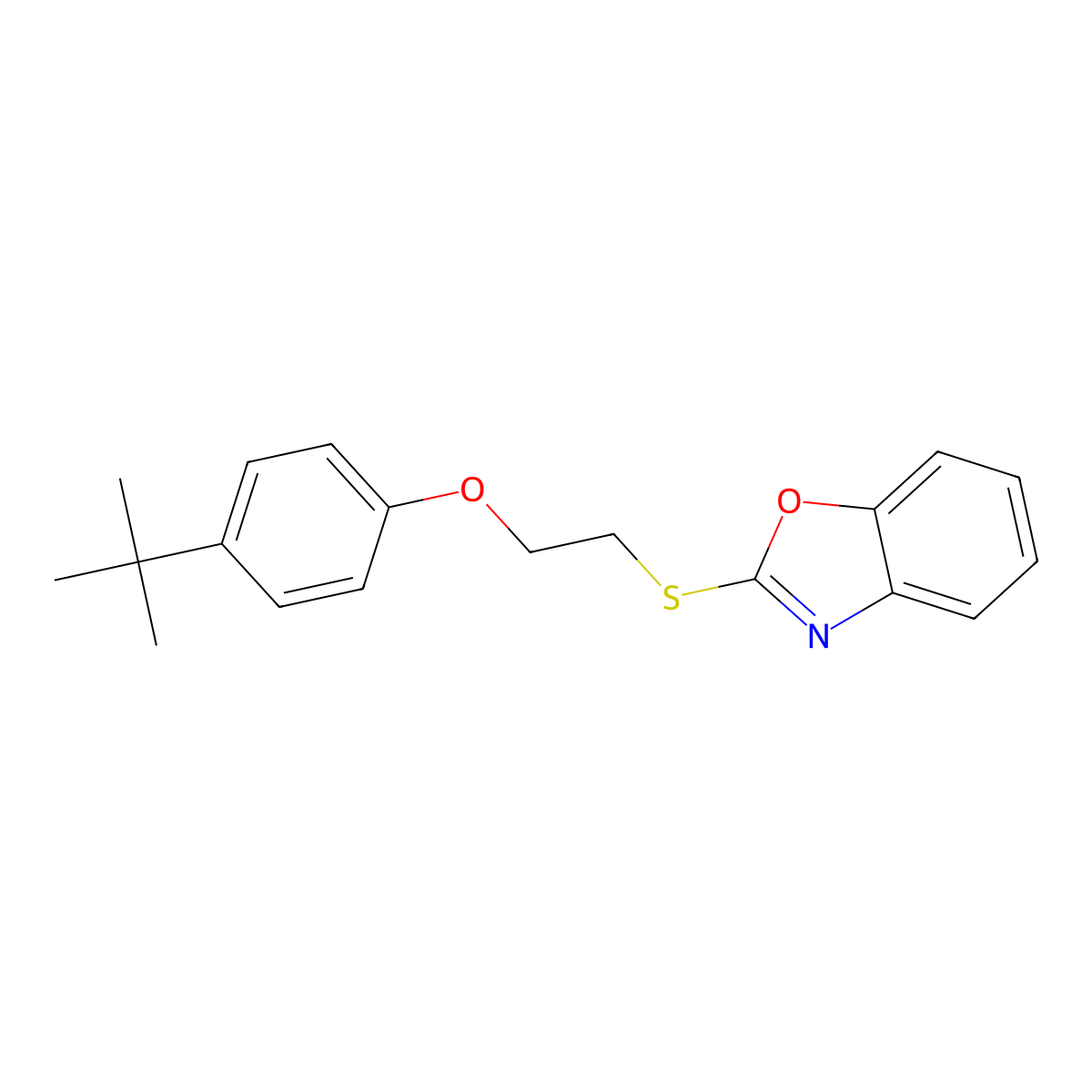 2-[2-(4-Tert-butylphenoxy)ethylsulfanyl]-1,3-benzoxazole molecular structure, CAS 340741-14-2
