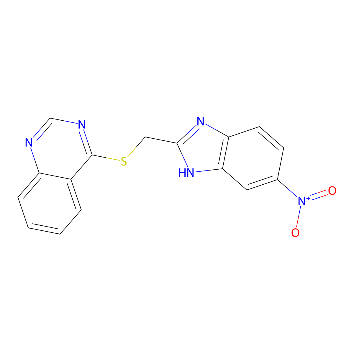 4-[(6-nitro-1H-benzimidazol-2-yl)methylsulfanyl]quinazoline molecular structure, CAS 340742-42-9