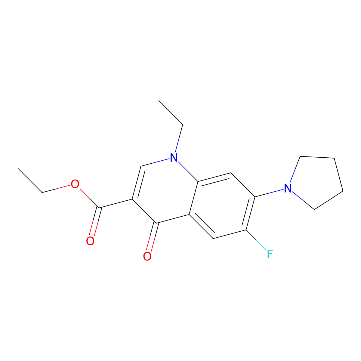 Ethyl 1-ethyl-6-fluoro-4-oxo-7-(pyrrolidin-1-yl)-1,4-dihydroquinoline-3-carboxylate molecular structure, CAS 340746-30-7