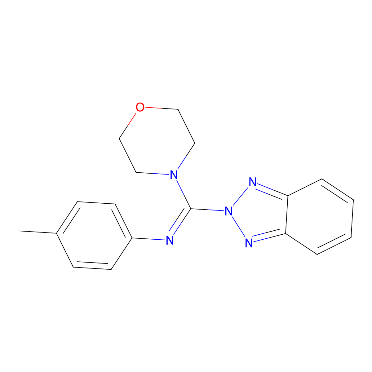 (NE)-N-[2H-1,2,3-Benzotriazol-2-yl(morpholin-4-yl)methylidene]-4-methylaniline molecular structure, CAS 340756-33-4