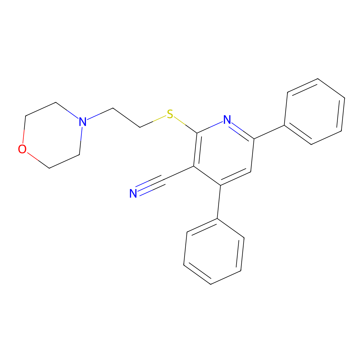 2-(2-Morpholin-4-ylethylsulfanyl)-4,6-diphenylpyridine-3-carbonitrile molecular structure, CAS 340807-43-4