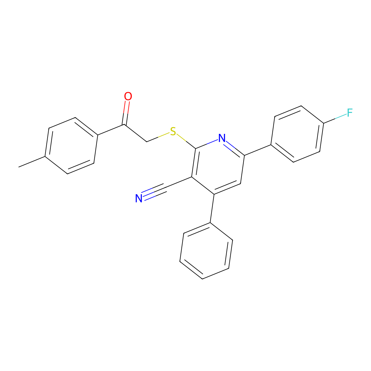 6-(4-Fluorophenyl)-2-[2-(4-methylphenyl)-2-oxoethyl]sulfanyl-4-phenylpyridine-3-carbonitrile molecular structure, CAS 340808-12-0
