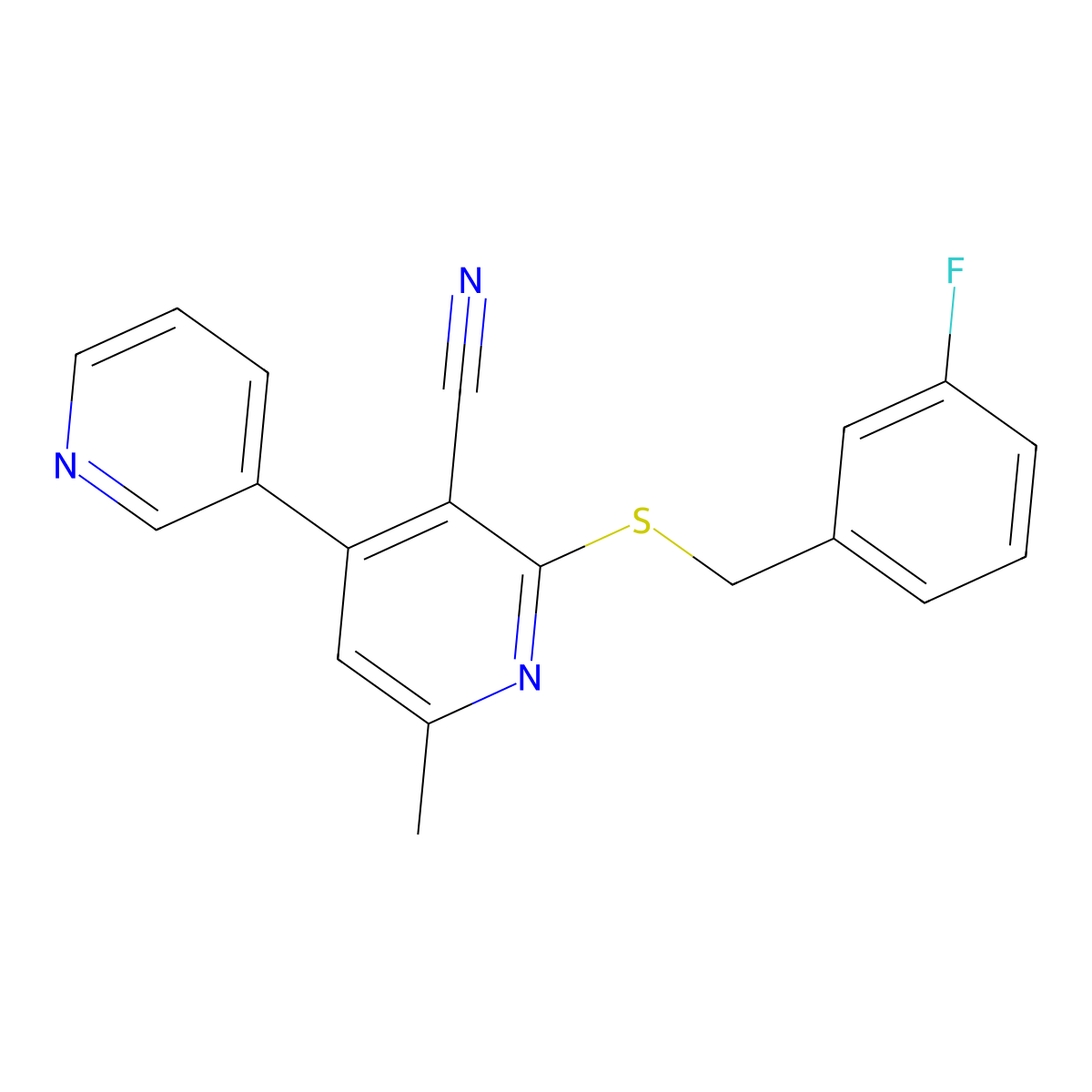 2-[(3-Fluorophenyl)methylsulfanyl]-6-methyl-4-pyridin-3-ylpyridine-3-carbonitrile molecular structure, CAS 340808-13-1