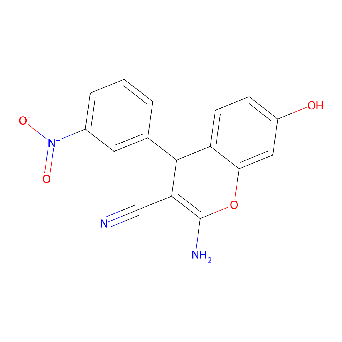 2-amino-7-hydroxy-4-(3-nitrophenyl)-4H-chromene-3-carbonitrile molecular structure, CAS 340808-51-7