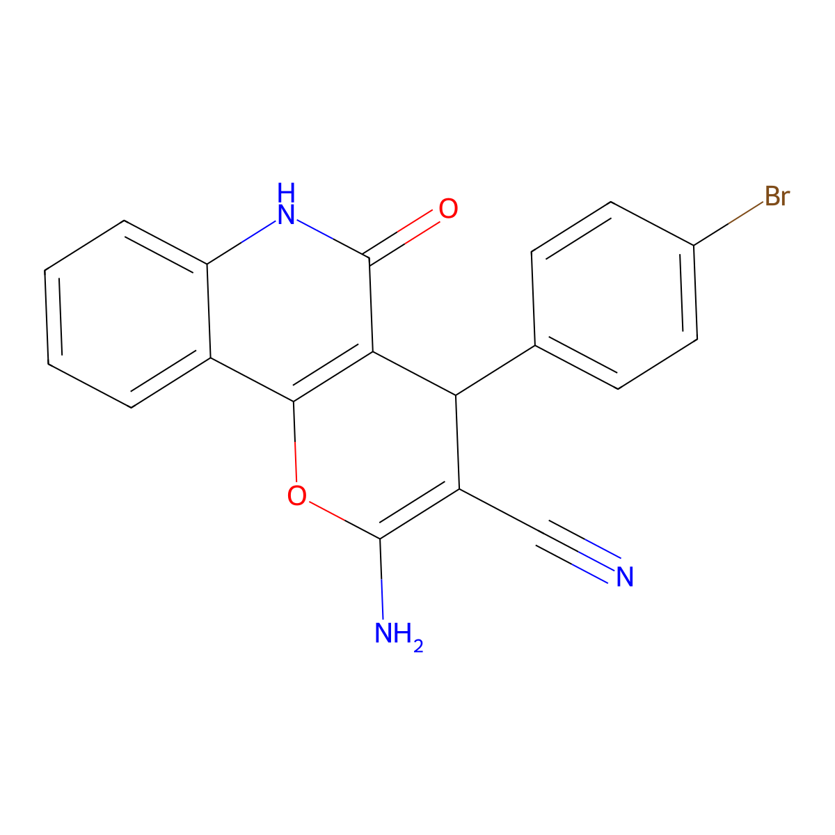 2-amino-4-(4-bromophenyl)-5-oxo-5,6-dihydro-4H-pyrano[3,2-c]quinoline-3-carbonitrile molecular structure, CAS 340808-66-4