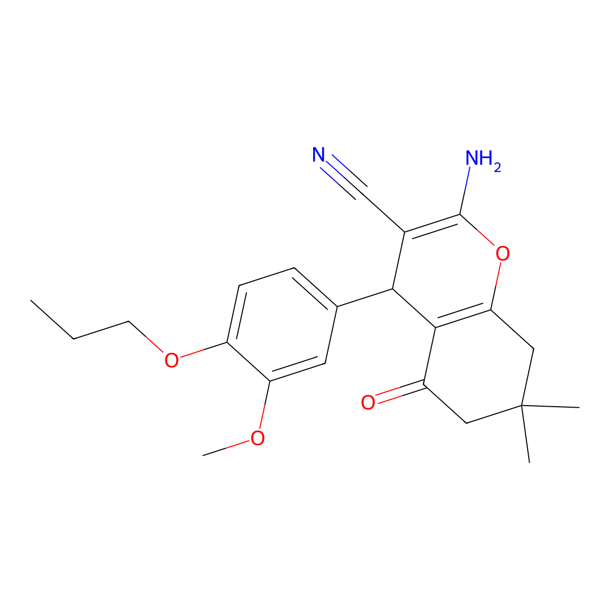 2-amino-4-(3-methoxy-4-propoxyphenyl)-7,7-dimethyl-5-oxo-6,8-dihydro-4H-chromene-3-carbonitrile molecular structure, CAS 340808-81-3