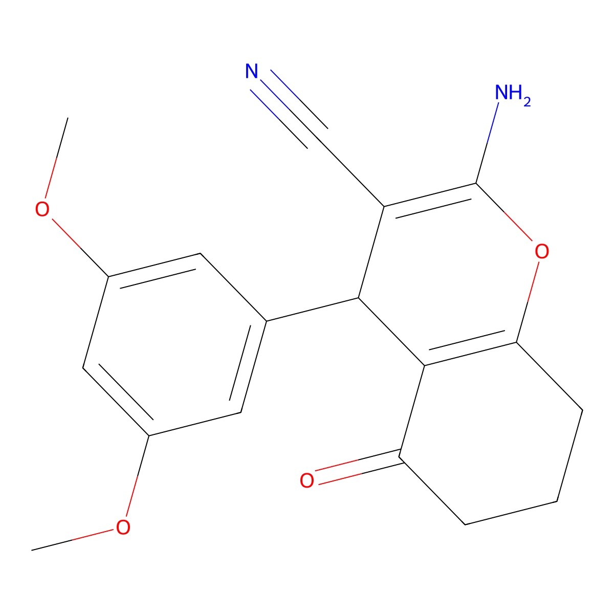 2-amino-4-(3,5-dimethoxyphenyl)-5-oxo-5,6,7,8-tetrahydro-4H-chromene-3-carbonitrile molecular structure, CAS 340808-83-5