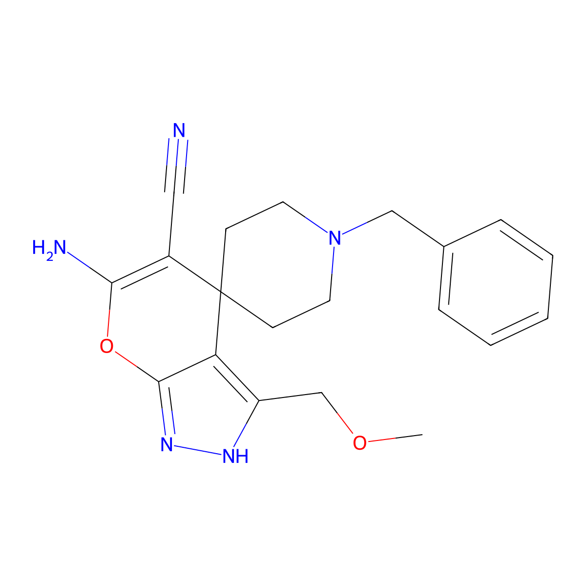 6-amino-1'-benzyl-3-(methoxymethyl)spiro[2H-pyrano[2,3-c]pyrazole-4,4'-piperidine]-5-carbonitrile molecular structure, CAS 340808-87-9