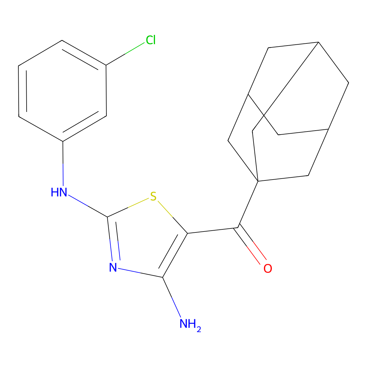 1-Adamantyl[4-amino-2-(3-chloroanilino)-1,3-thiazol-5-yl]methanone molecular structure, CAS 340809-07-6