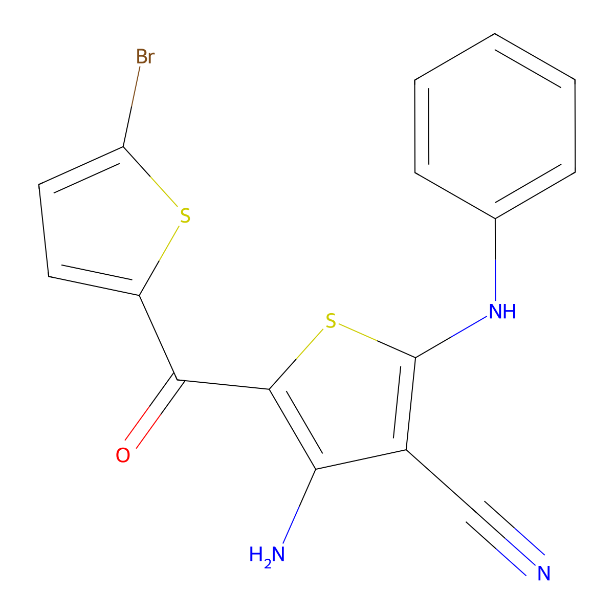 4-Amino-2-anilino-5-(5-bromothiophene-2-carbonyl)thiophene-3-carbonitrile molecular structure, CAS 340809-13-4