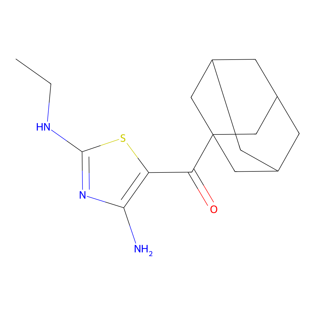 1-Adamantyl-[4-amino-2-(ethylamino)-1,3-thiazol-5-yl]methanone molecular structure, CAS 340809-14-5