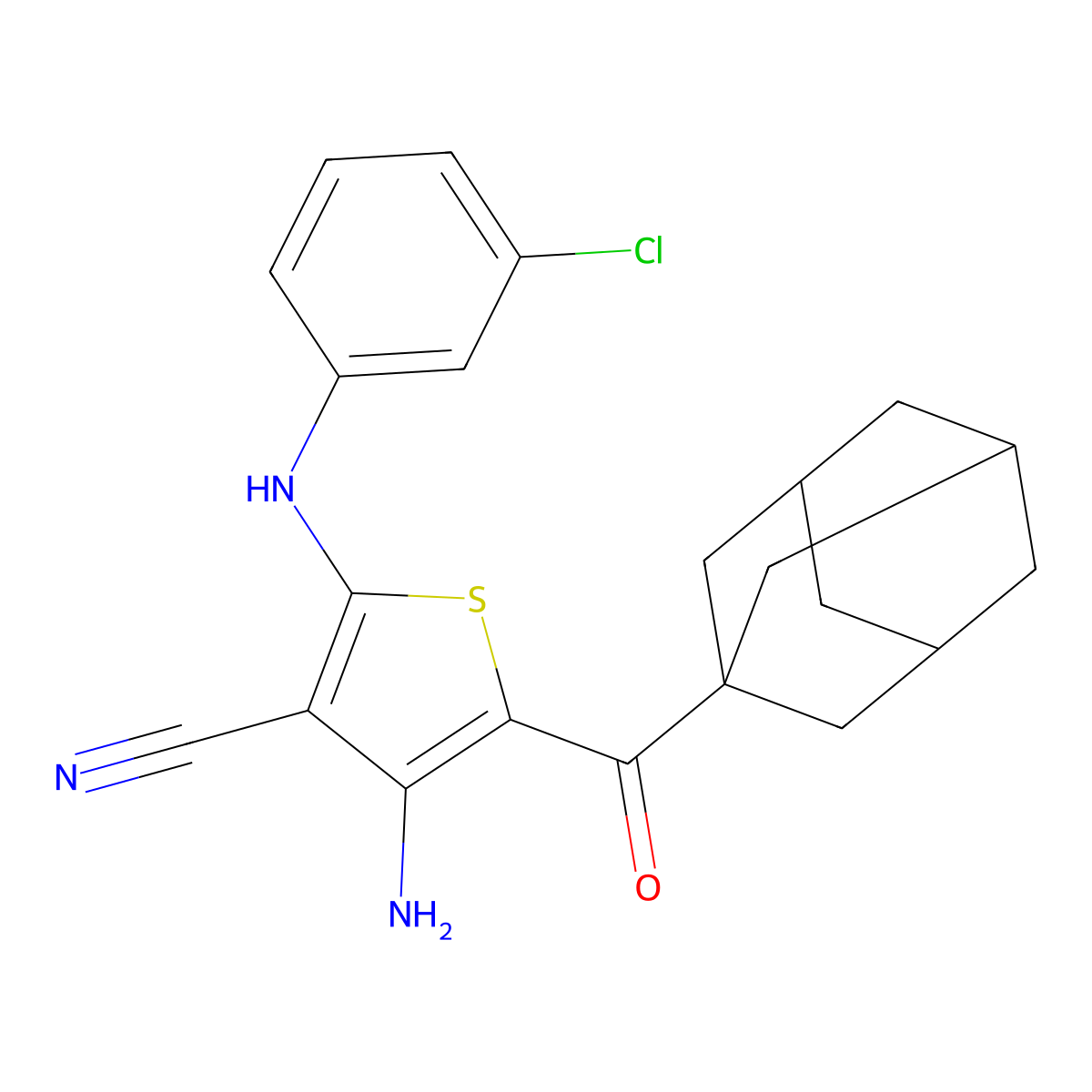 5-(1-Adamantylcarbonyl)-4-amino-2-(3-chloroanilino)-3-thiophenecarbonitrile molecular structure, CAS 340809-19-0