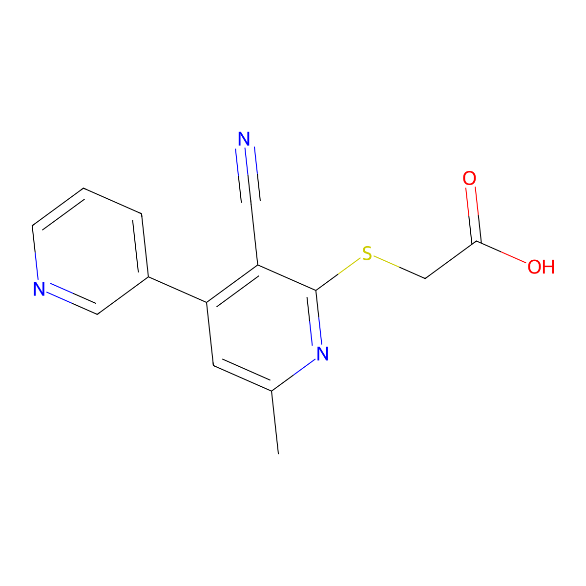 2-(3-Cyano-6-methyl-4-pyridin-3-ylpyridin-2-yl)sulfanylacetic acid molecular structure, CAS 340809-20-3