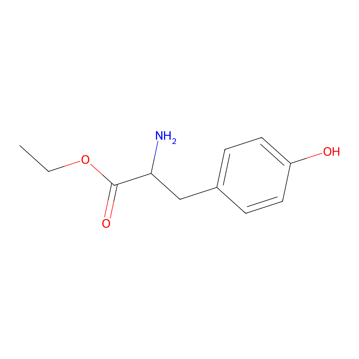 Ethyl 2-amino-3-(4-hydroxyphenyl)propanoate molecular structure, CAS 34081-17-9