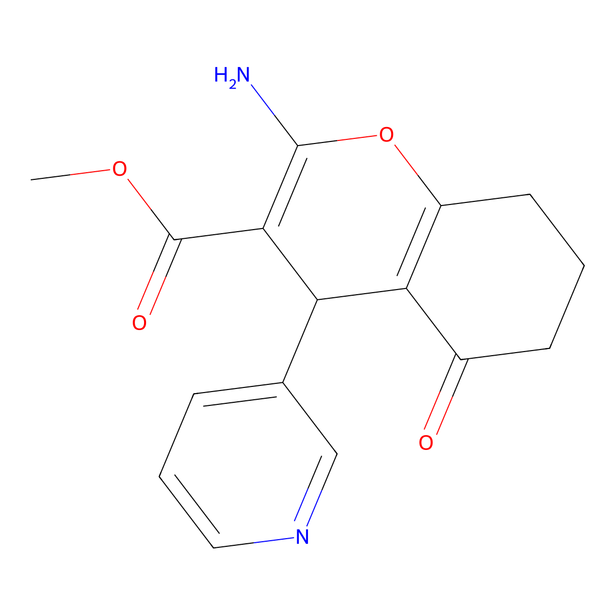 methyl 2-amino-5-oxo-4-(pyridin-3-yl)-5,6,7,8-tetrahydro-4H-chromene-3-carboxylate molecular structure, CAS 340811-23-6