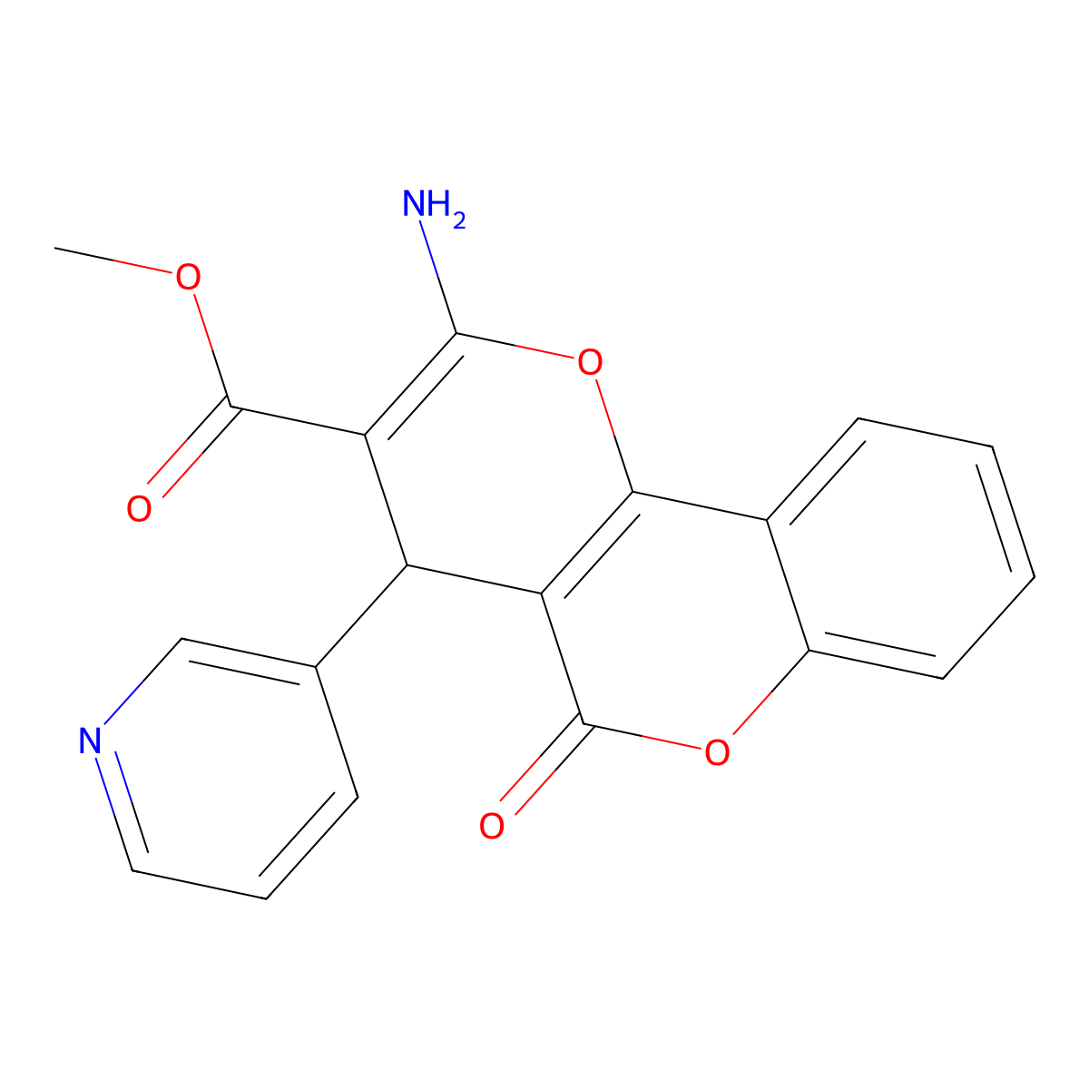 methyl 2-amino-5-oxo-4-pyridin-3-yl-4H-pyrano[3,2-c]chromene-3-carboxylate molecular structure, CAS 340811-24-7