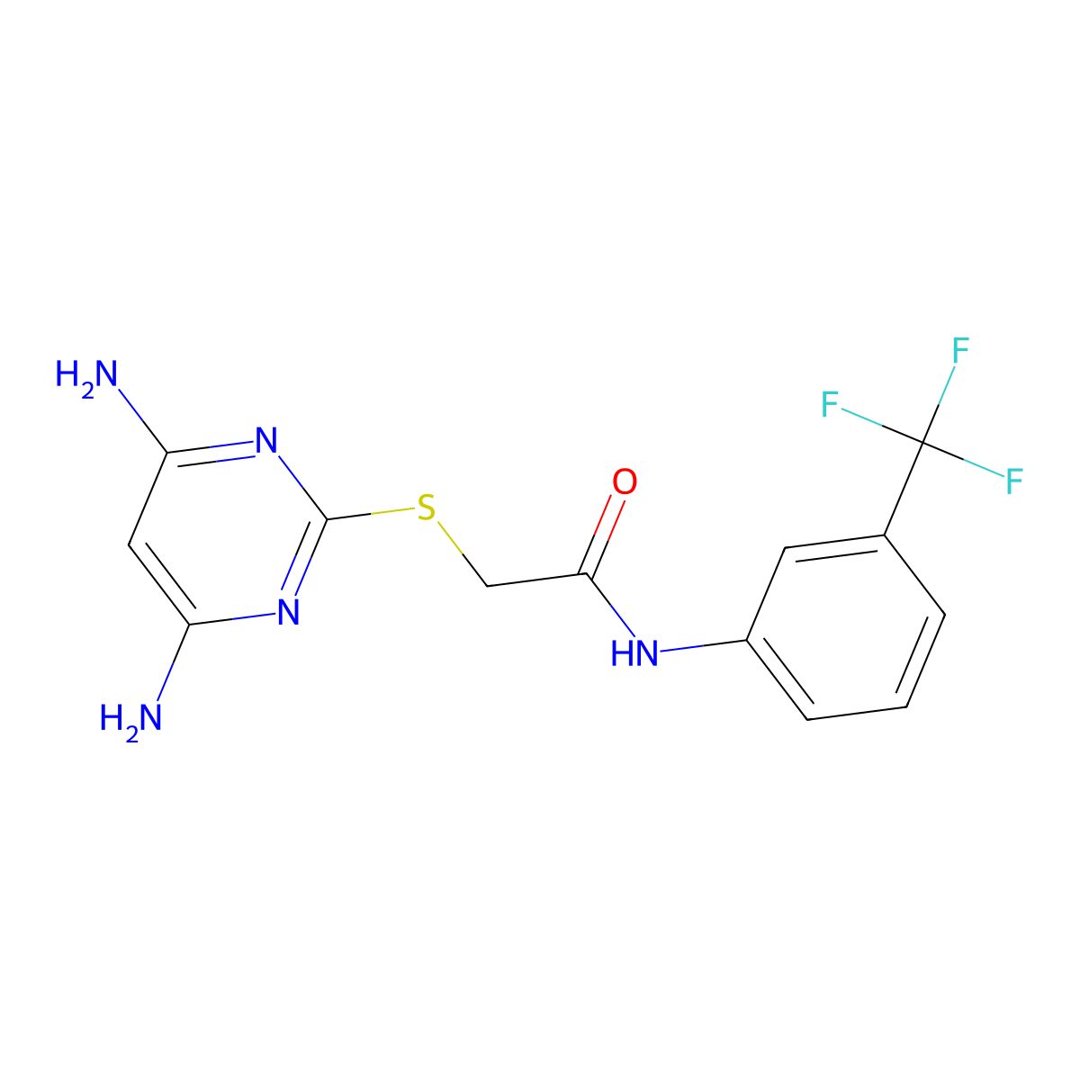 2-[(4,6-diamino-2-pyrimidinyl)sulfanyl]-N-[3-(trifluoromethyl)phenyl]acetamide molecular structure, CAS 340811-27-0