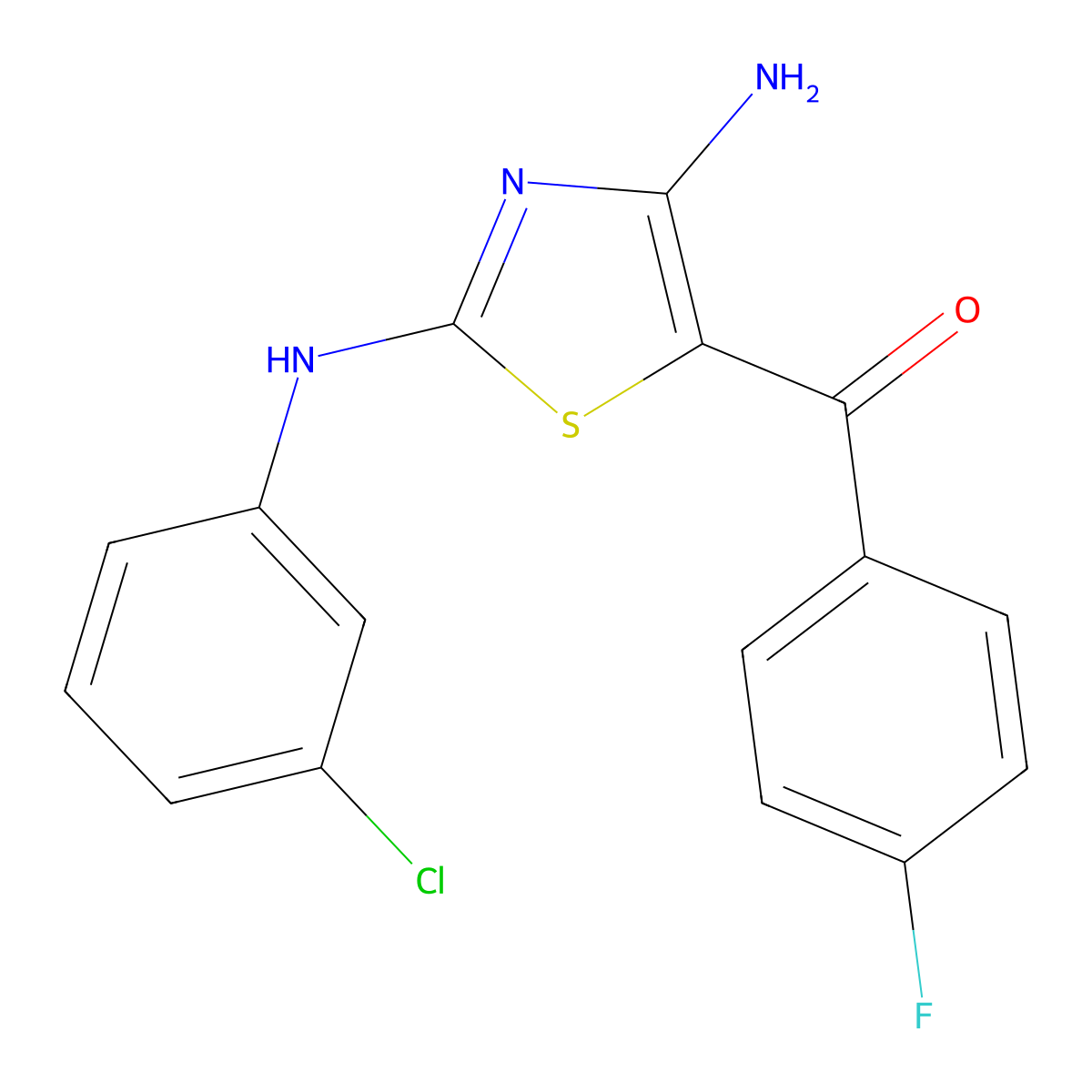 [4-Amino-2-(3-chloroanilino)-1,3-thiazol-5-yl](4-fluorophenyl)methanone molecular structure, CAS 340811-31-6
