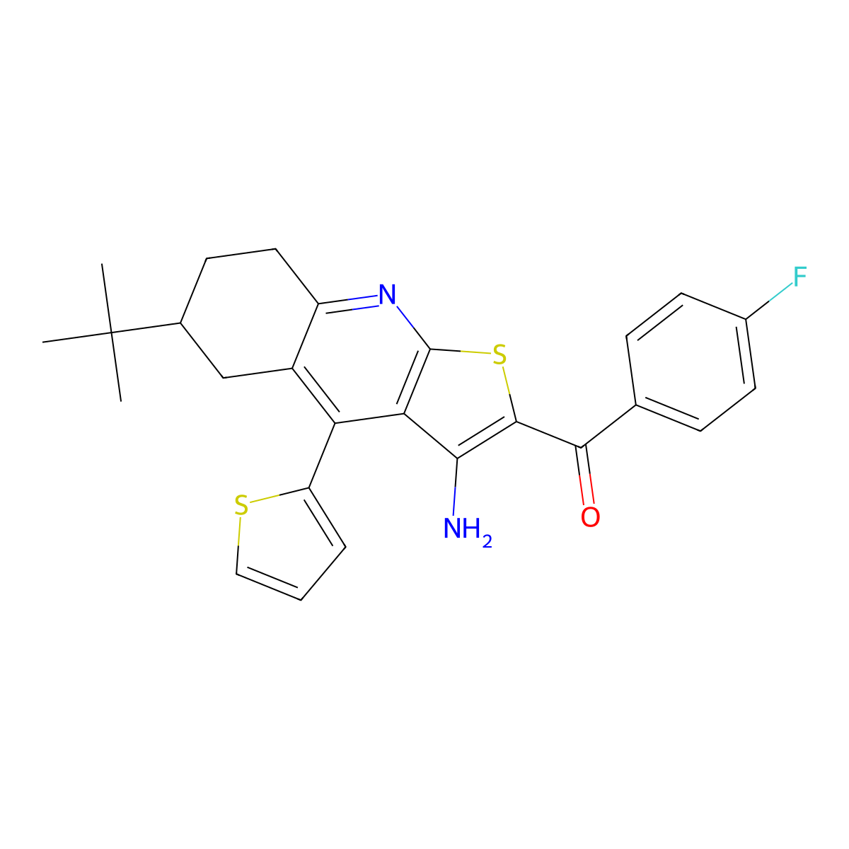 [3-Amino-6-(tert-butyl)-4-(2-thienyl)-5,6,7,8-tetrahydrothieno[2,3-b]quinolin-2-yl](4-fluorophenyl)methanone molecular structure, CAS 340811-56-5