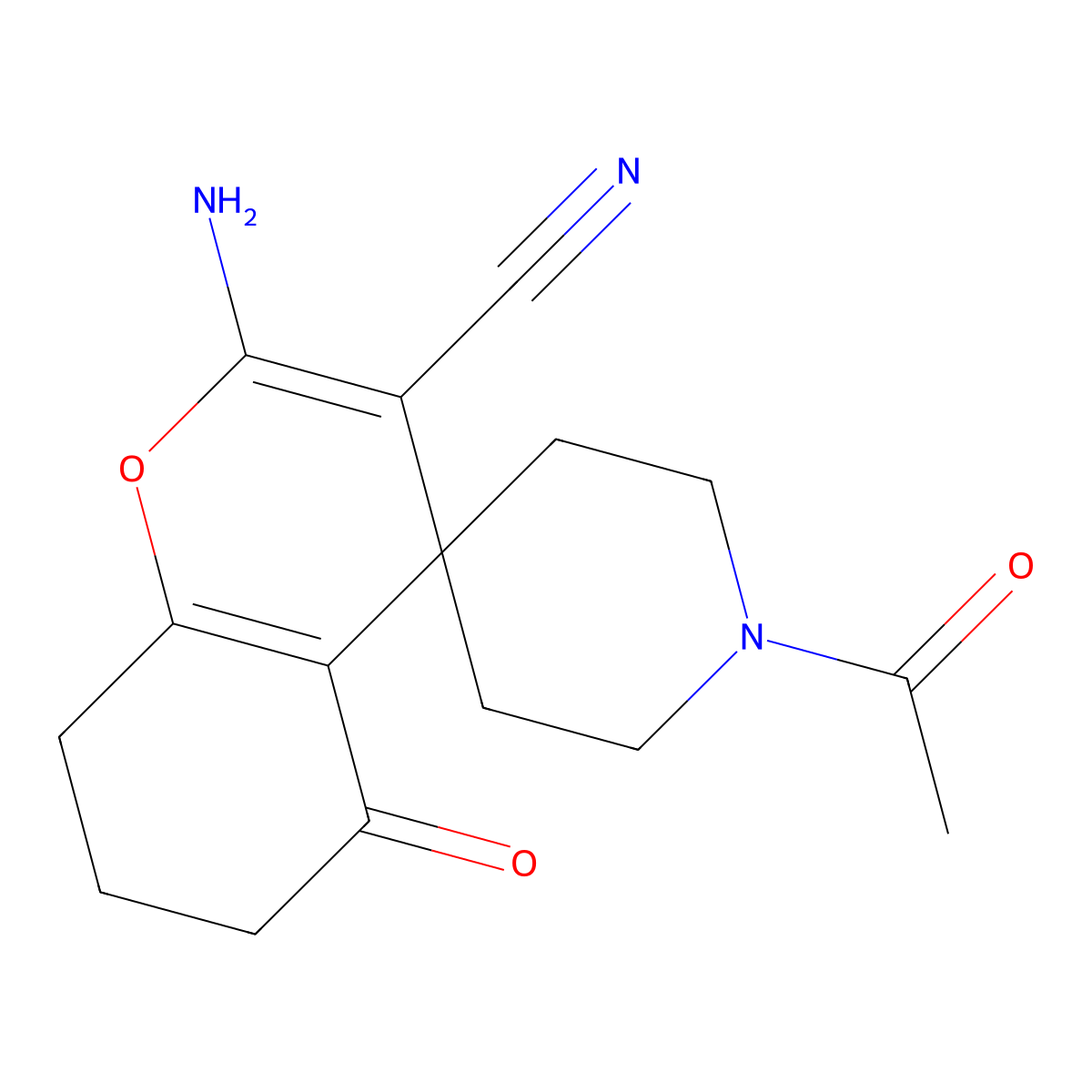 1'-acetyl-2-amino-5-oxospiro[7,8-dihydro-6H-chromene-4,4'-piperidine]-3-carbonitrile molecular structure, CAS 340812-58-0