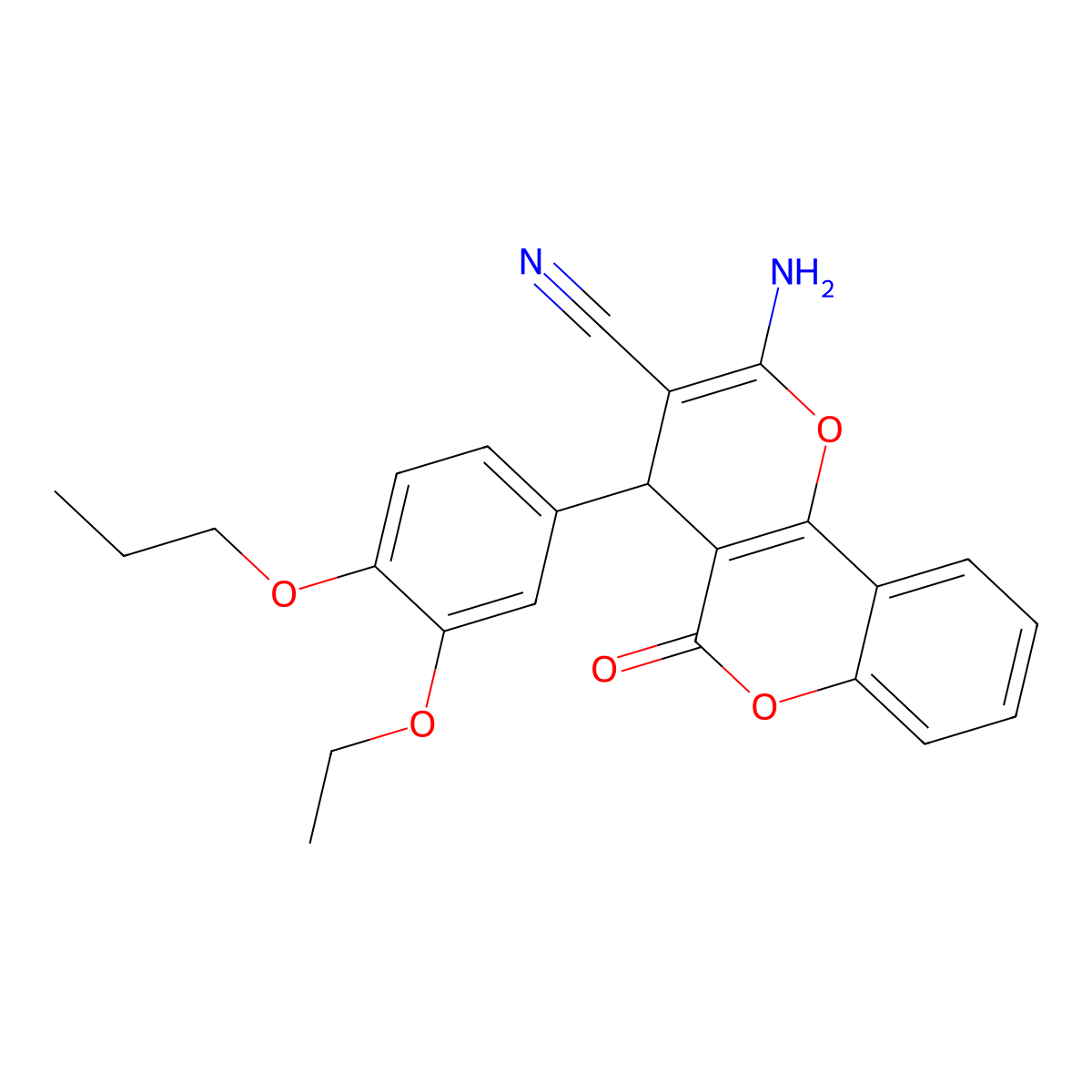 2-amino-4-(3-ethoxy-4-propoxyphenyl)-5-oxo-4H-pyrano[3,2-c]chromene-3-carbonitrile molecular structure, CAS 340812-60-4