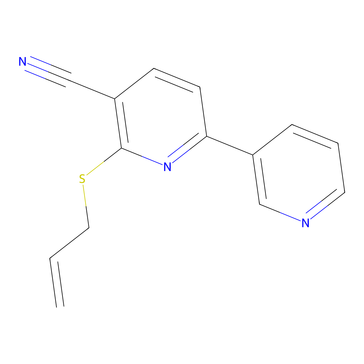 2-Prop-2-enylsulfanyl-6-pyridin-3-ylpyridine-3-carbonitrile molecular structure, CAS 340813-00-5