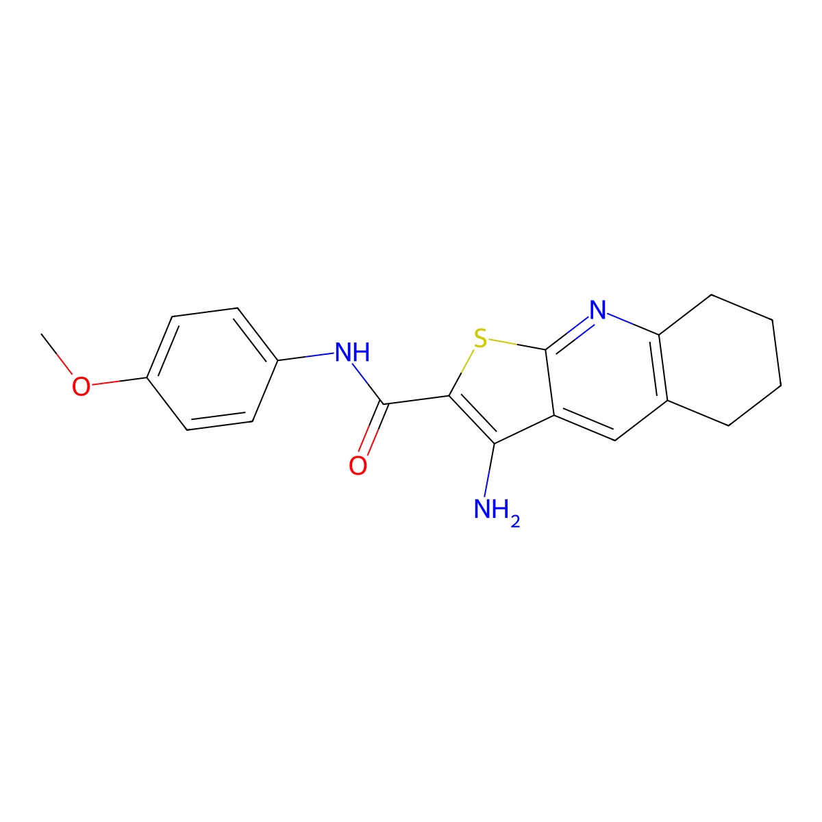 3-amino-N-(4-methoxyphenyl)-5,6,7,8-tetrahydrothieno[2,3-b]quinoline-2-carboxamide molecular structure, CAS 340813-02-7