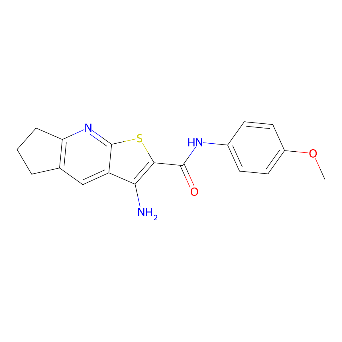3-amino-N-(4-methoxyphenyl)-6,7-dihydro-5H-cyclopenta[b]thieno[3,2-e]pyridine-2-carboxamide molecular structure, CAS 340813-04-9