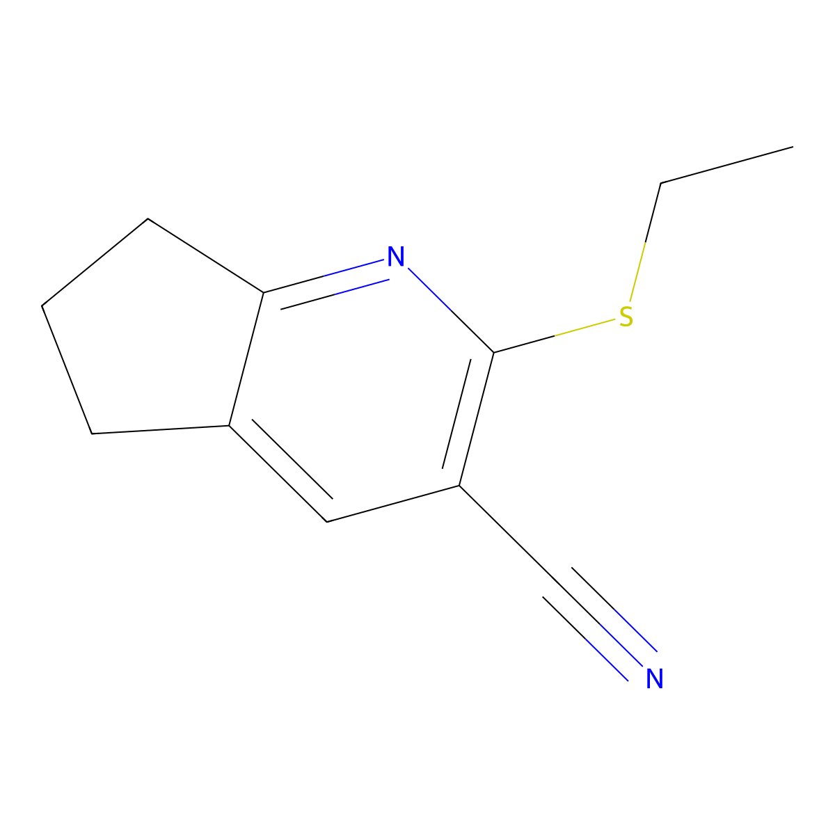 2-(ethylsulfanyl)-6,7-dihydro-5H-cyclopenta[b]pyridine-3-carbonitrile molecular structure, CAS 340813-18-5