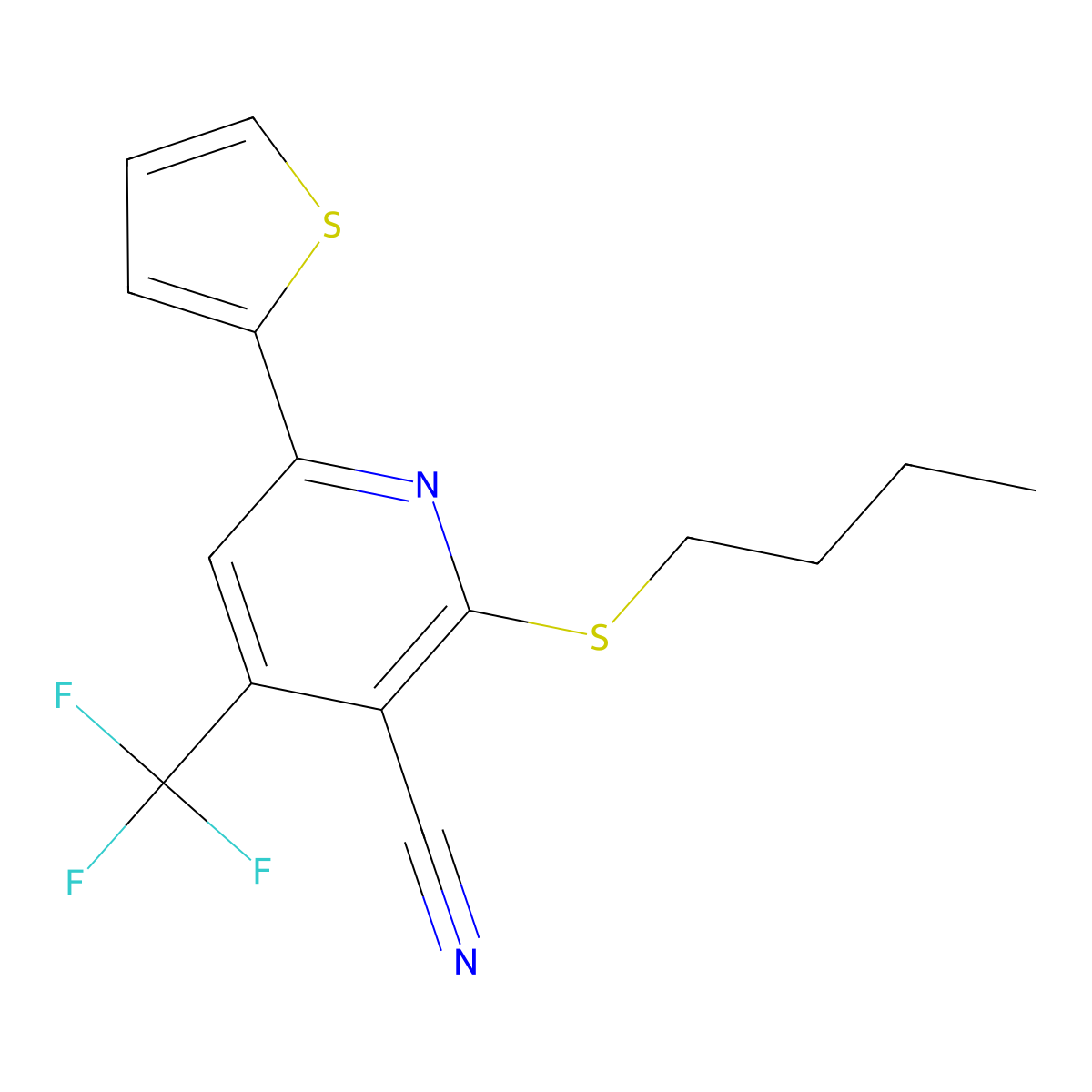 2-(Butylsulfanyl)-6-(2-thienyl)-4-(trifluoromethyl)nicotinonitrile molecular structure, CAS 340816-55-9