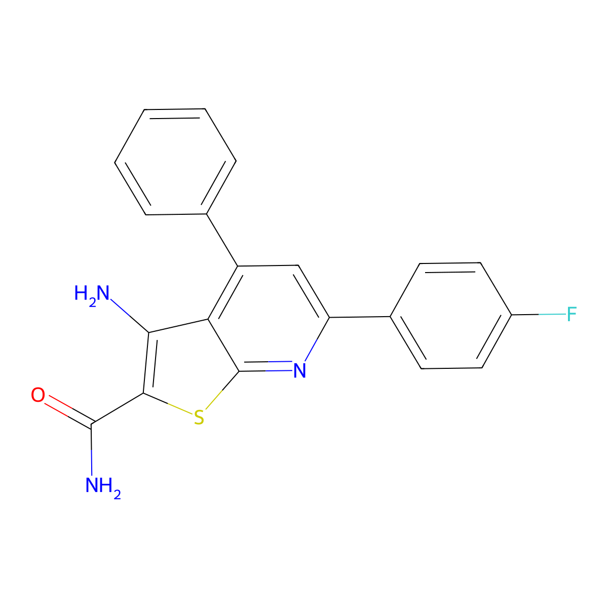 3-Amino-6-(4-fluorophenyl)-4-phenylthieno[2,3-b]pyridine-2-carboxamide molecular structure, CAS 340816-91-3
