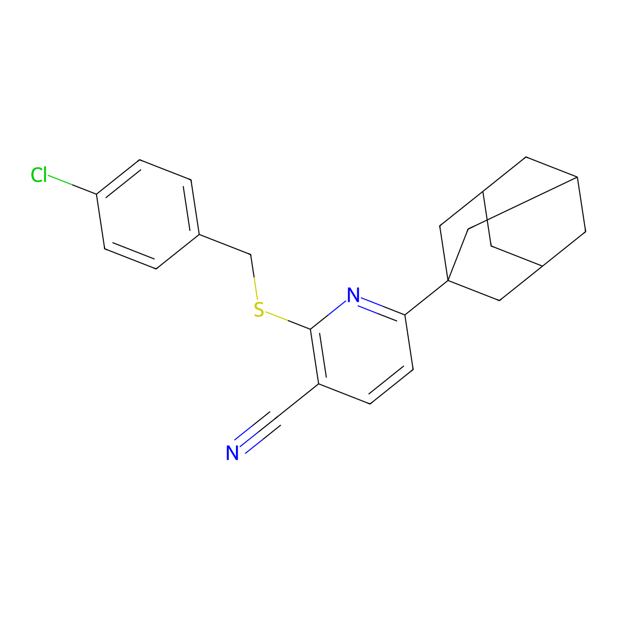6-(1-Adamantyl)-2-[(4-chlorophenyl)methylsulfanyl]pyridine-3-carbonitrile molecular structure, CAS 340817-01-8