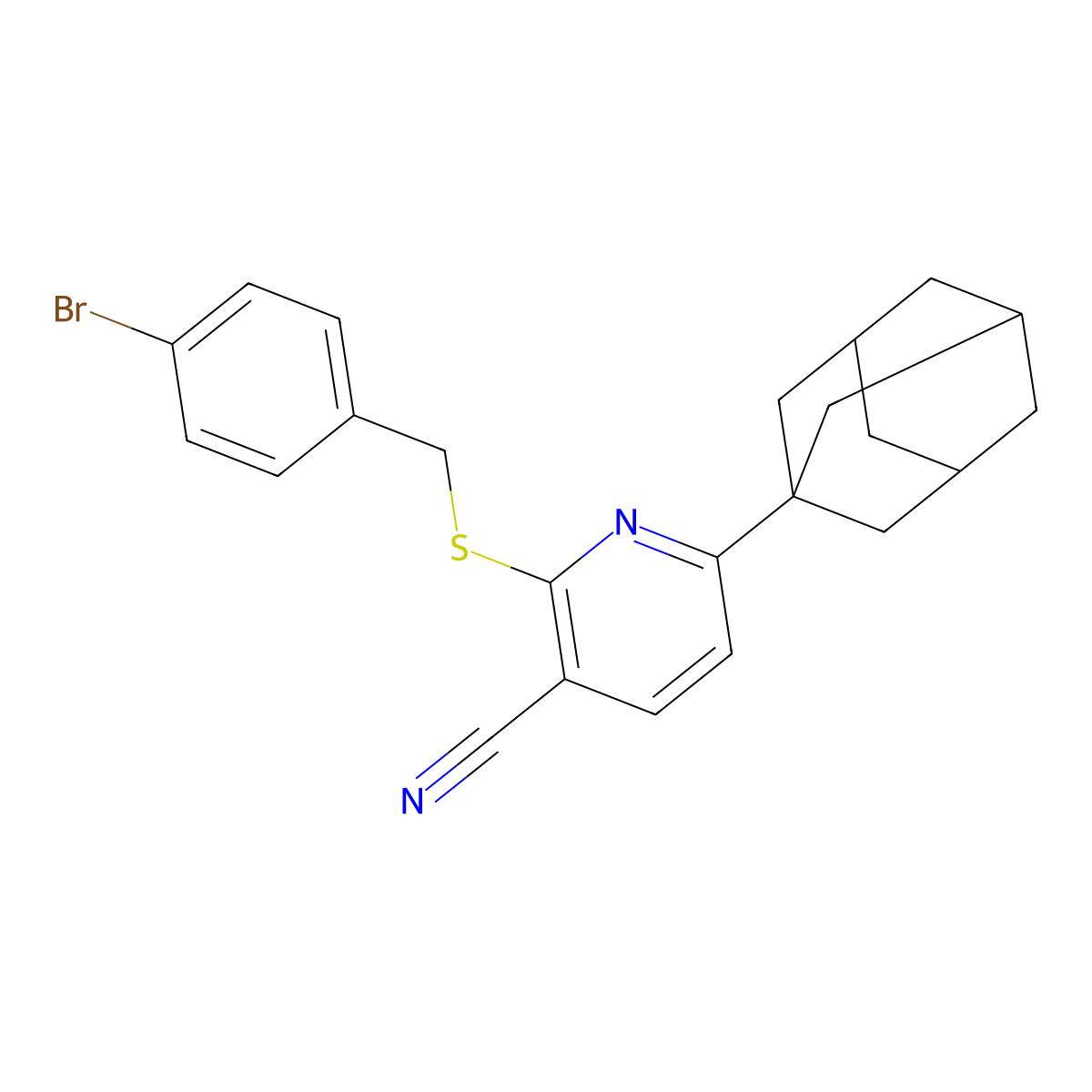 6-(1-Adamantyl)-2-[(4-bromophenyl)methylsulfanyl]pyridine-3-carbonitrile molecular structure, CAS 340817-02-9