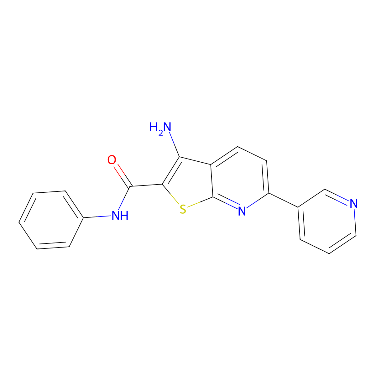 3-amino-N-phenyl-6-pyridin-3-ylthieno[2,3-b]pyridine-2-carboxamide molecular structure, CAS 340817-11-0