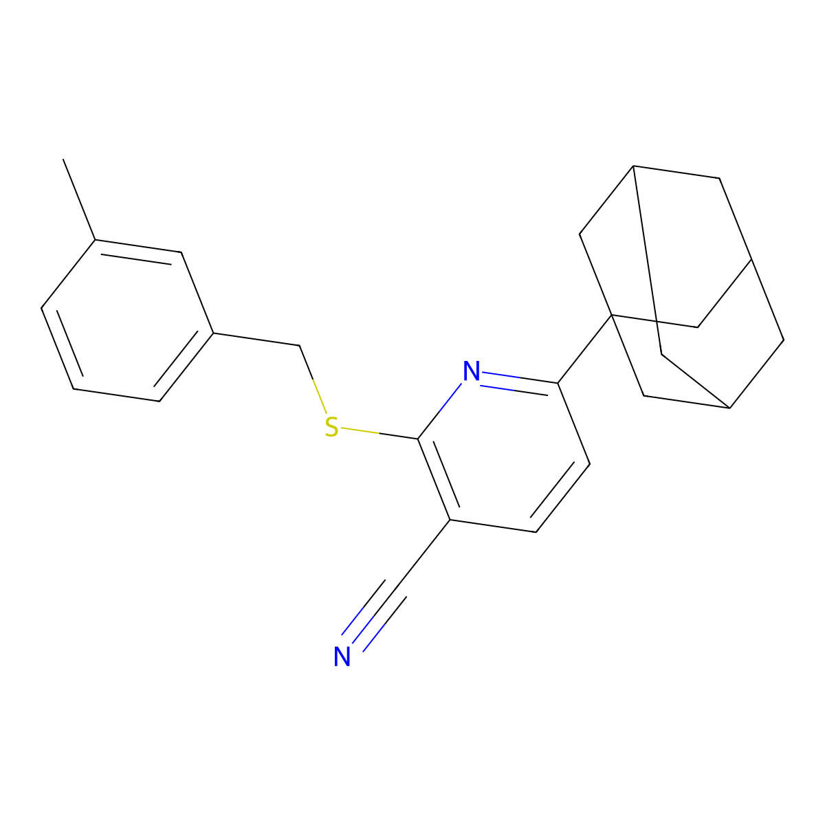 6-(1-Adamantyl)-2-[(3-methylphenyl)methylsulfanyl]pyridine-3-carbonitrile molecular structure, CAS 340817-20-1