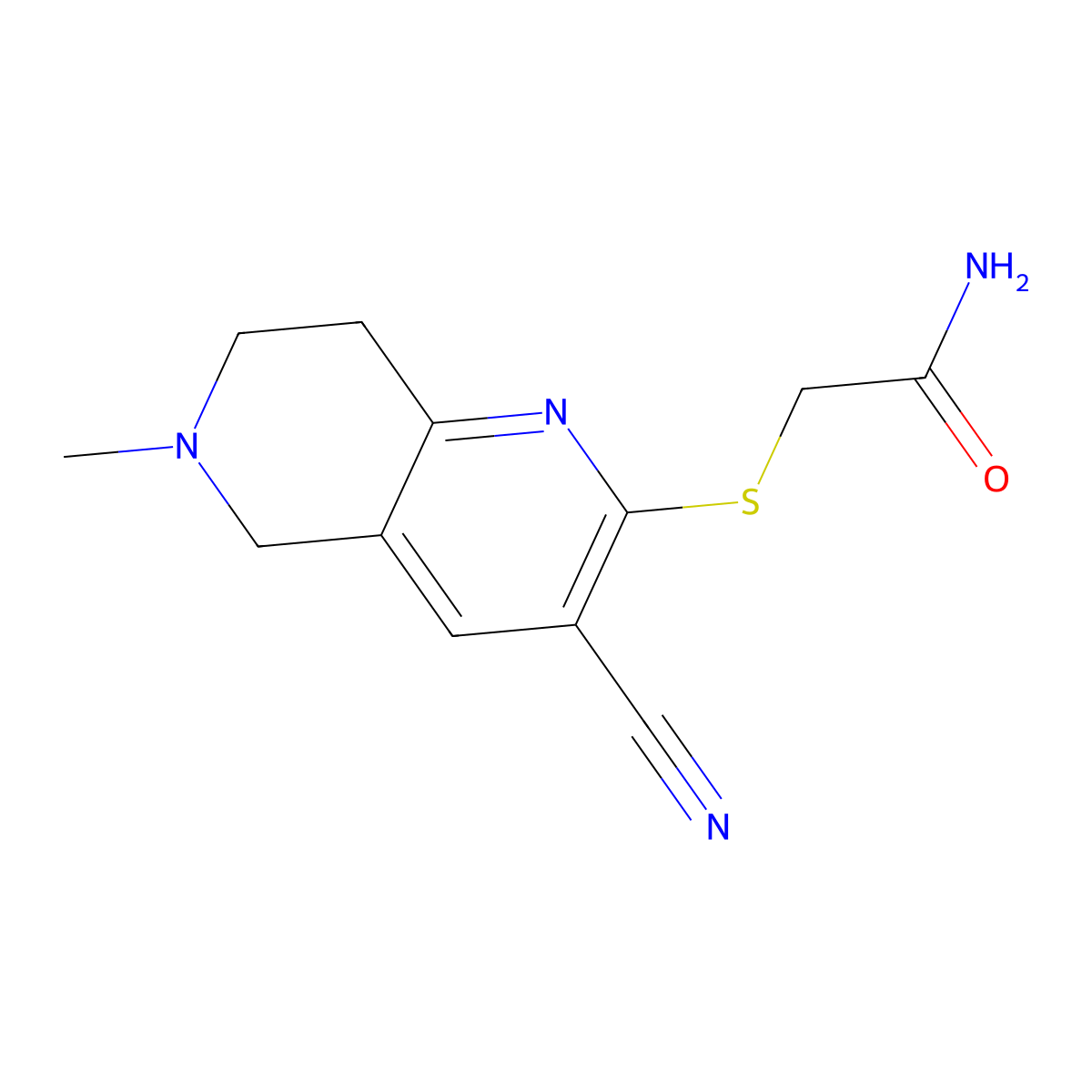 2-[(3-cyano-6-methyl-7,8-dihydro-5H-1,6-naphthyridin-2-yl)sulfanyl]acetamide molecular structure, CAS 340817-39-2