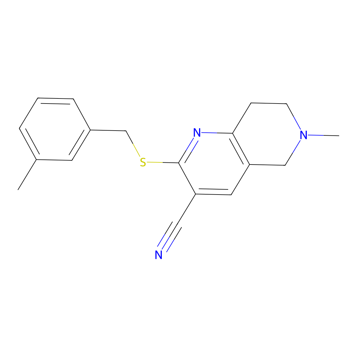 6-methyl-2-[(3-methylphenyl)methylsulfanyl]-7,8-dihydro-5H-1,6-naphthyridine-3-carbonitrile molecular structure, CAS 340817-43-8