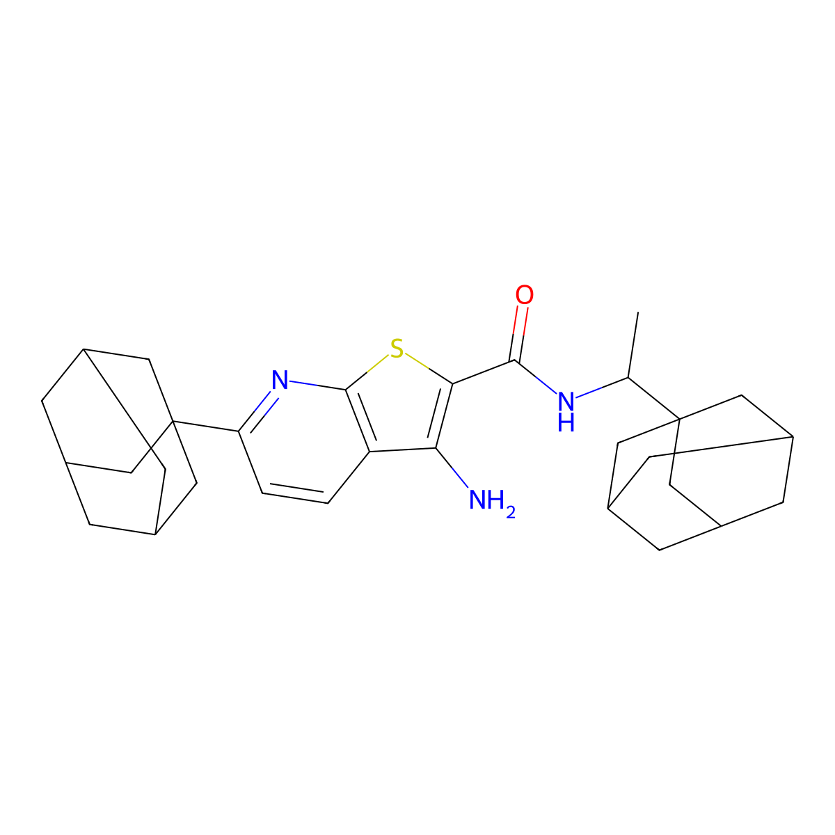 6-(1-adamantyl)-N-[1-(1-adamantyl)ethyl]-3-aminothieno[2,3-b]pyridine-2-carboxamide molecular structure, CAS 340817-73-4