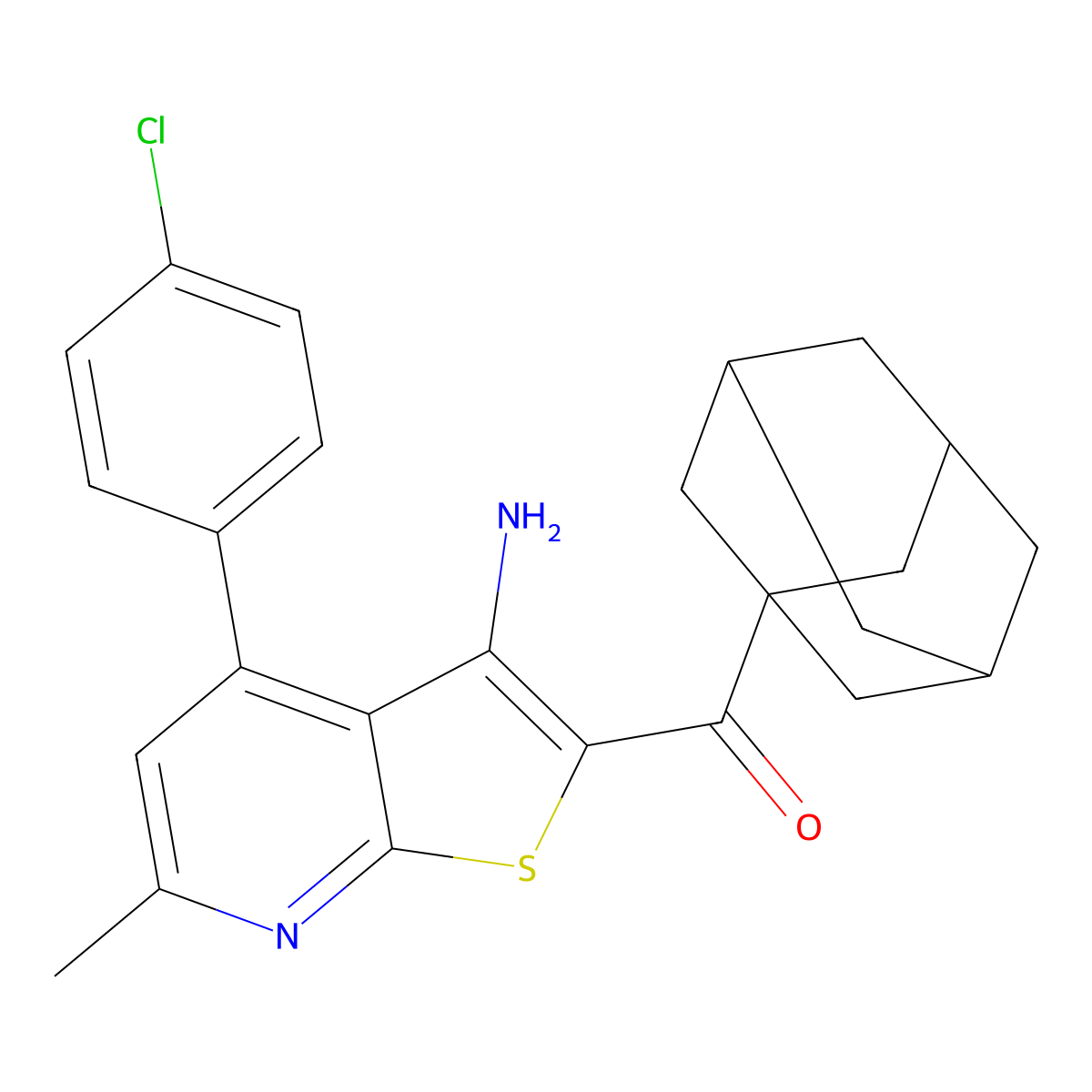 1-Adamantyl[3-amino-4-(4-chlorophenyl)-6-methylthieno[2,3-b]pyridin-2-yl]methanone molecular structure, CAS 340817-79-0