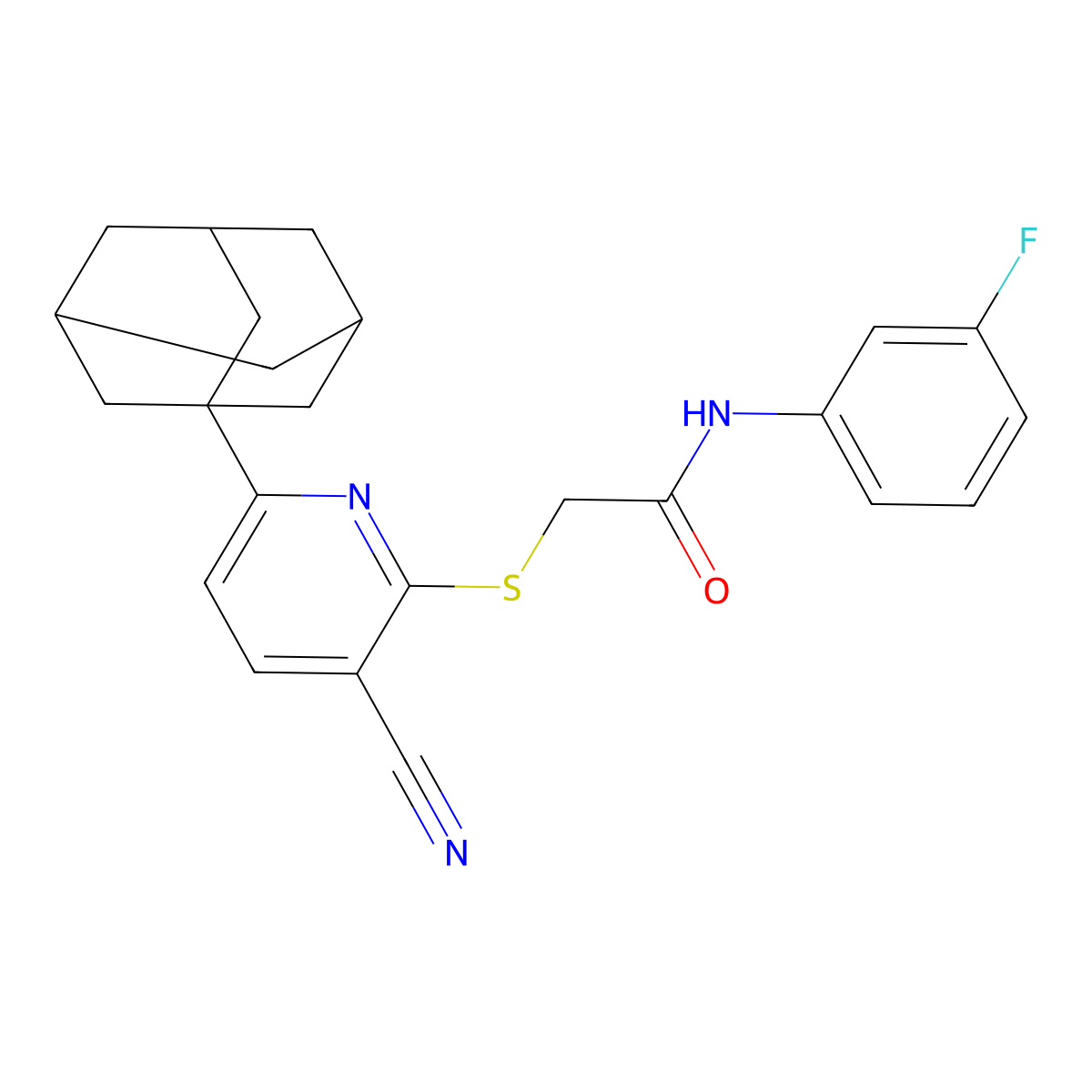 2-[6-(1-adamantyl)-3-cyanopyridin-2-yl]sulfanyl-N-(3-fluorophenyl)acetamide molecular structure, CAS 340817-84-7