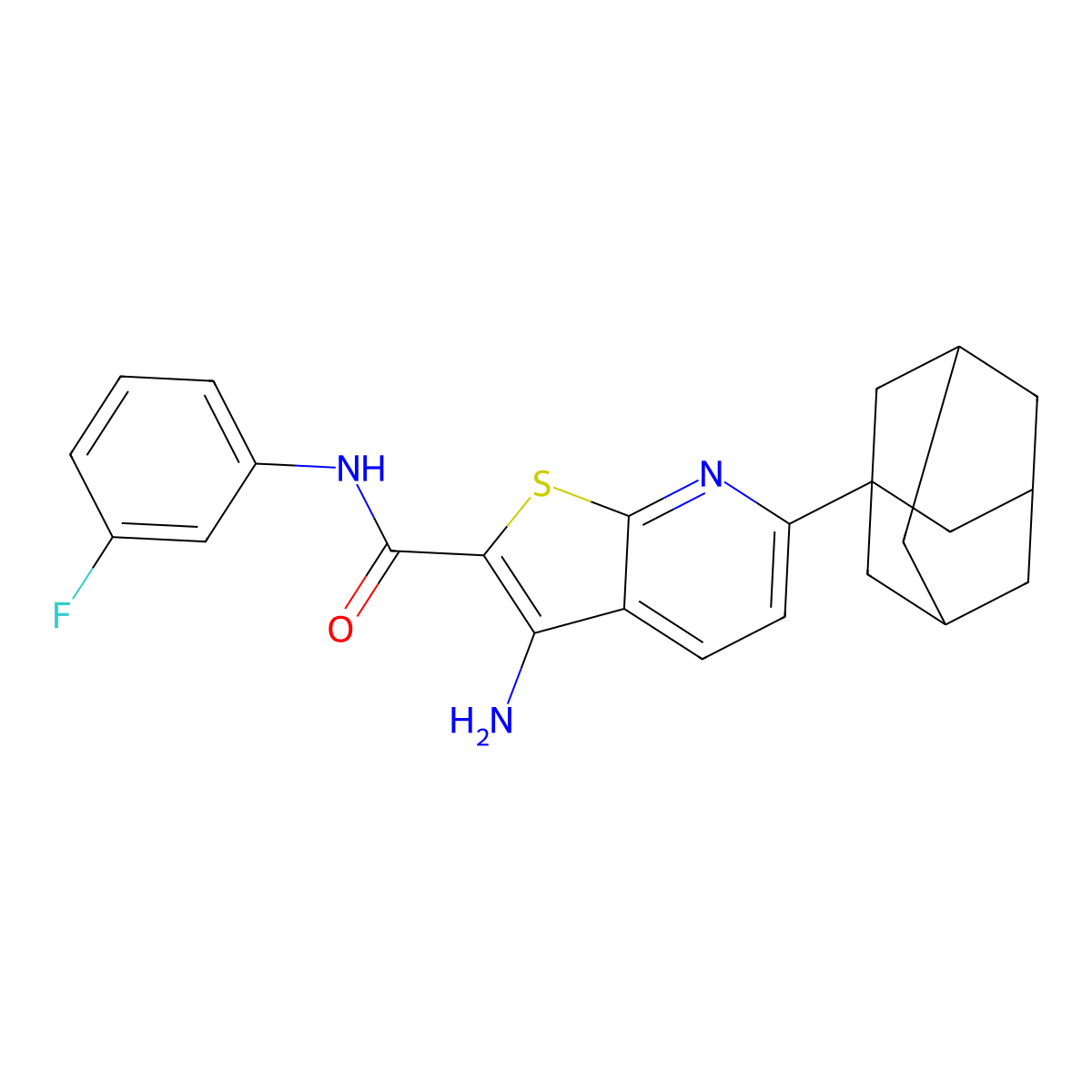 6-(1-adamantyl)-3-amino-N-(3-fluorophenyl)thieno[2,3-b]pyridine-2-carboxamide molecular structure, CAS 340817-85-8