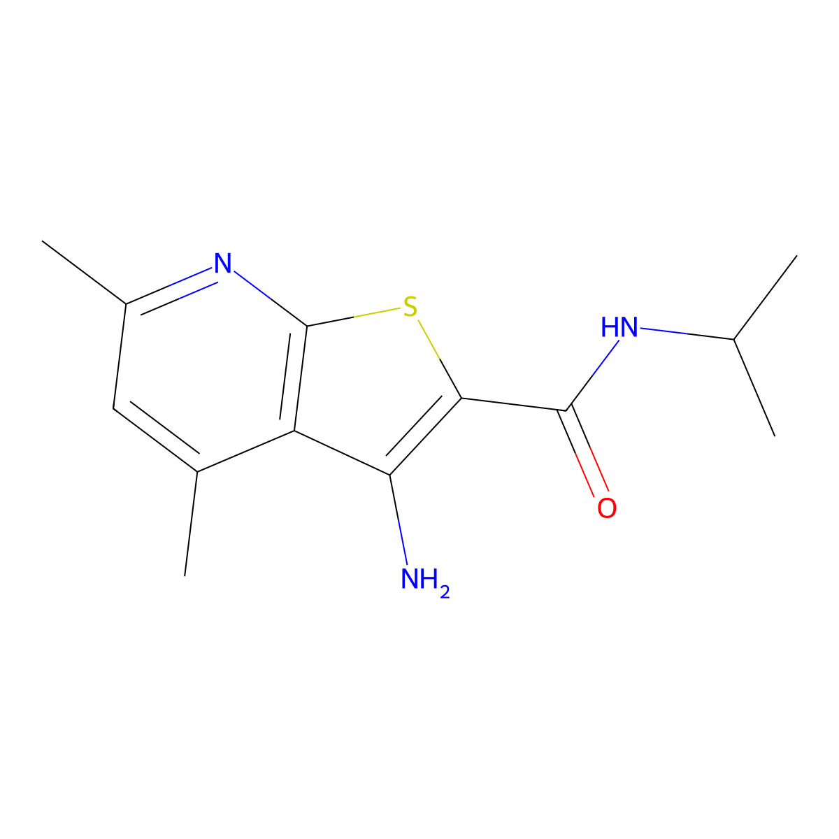 3-Amino-N-isopropyl-4,6-dimethylthieno[2,3-b]pyridine-2-carboxamide molecular structure, CAS 340817-93-8
