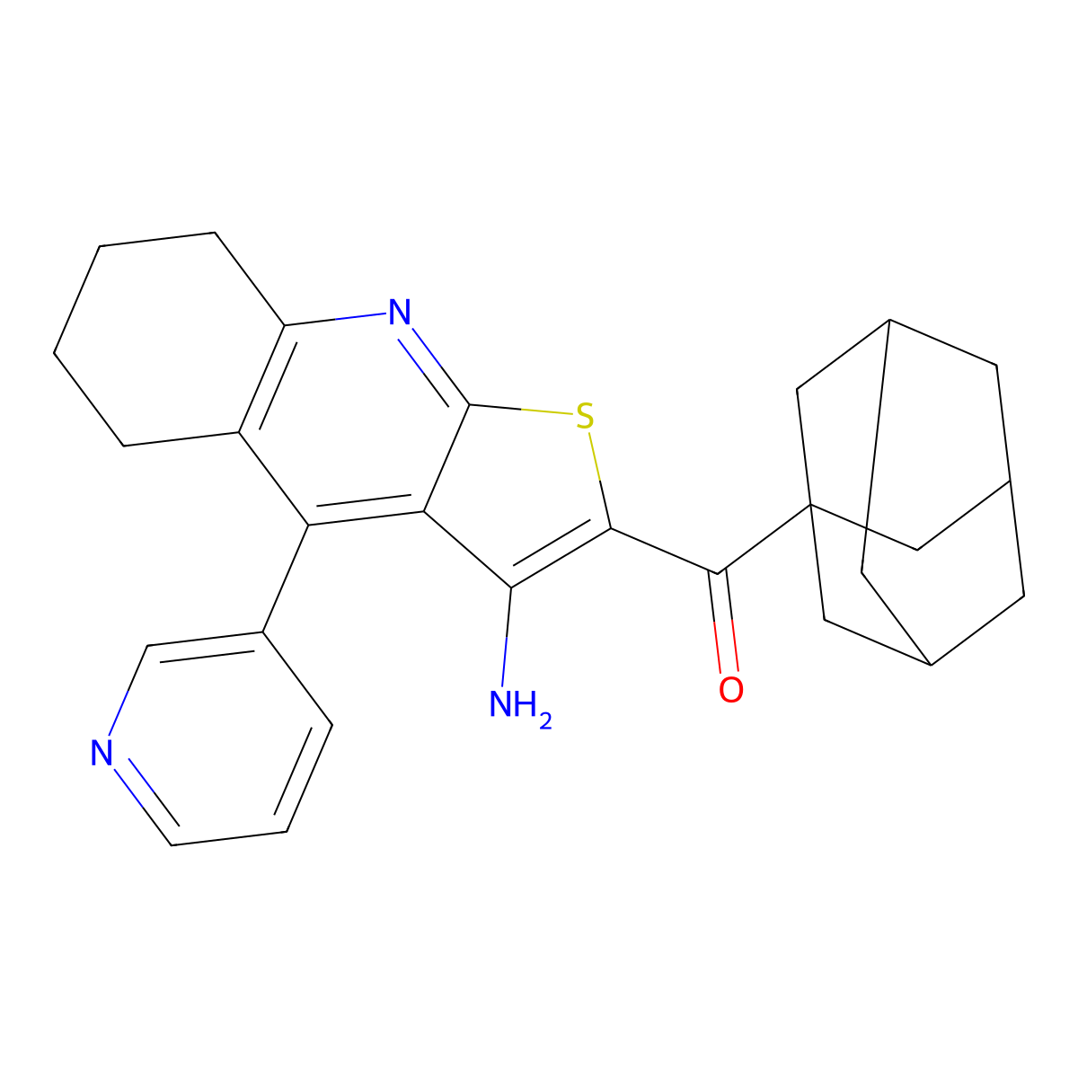 1-Adamantyl[3-amino-4-(3-pyridinyl)-5,6,7,8-tetrahydrothieno[2,3-b]quinolin-2-yl]methanone molecular structure, CAS 340817-96-1