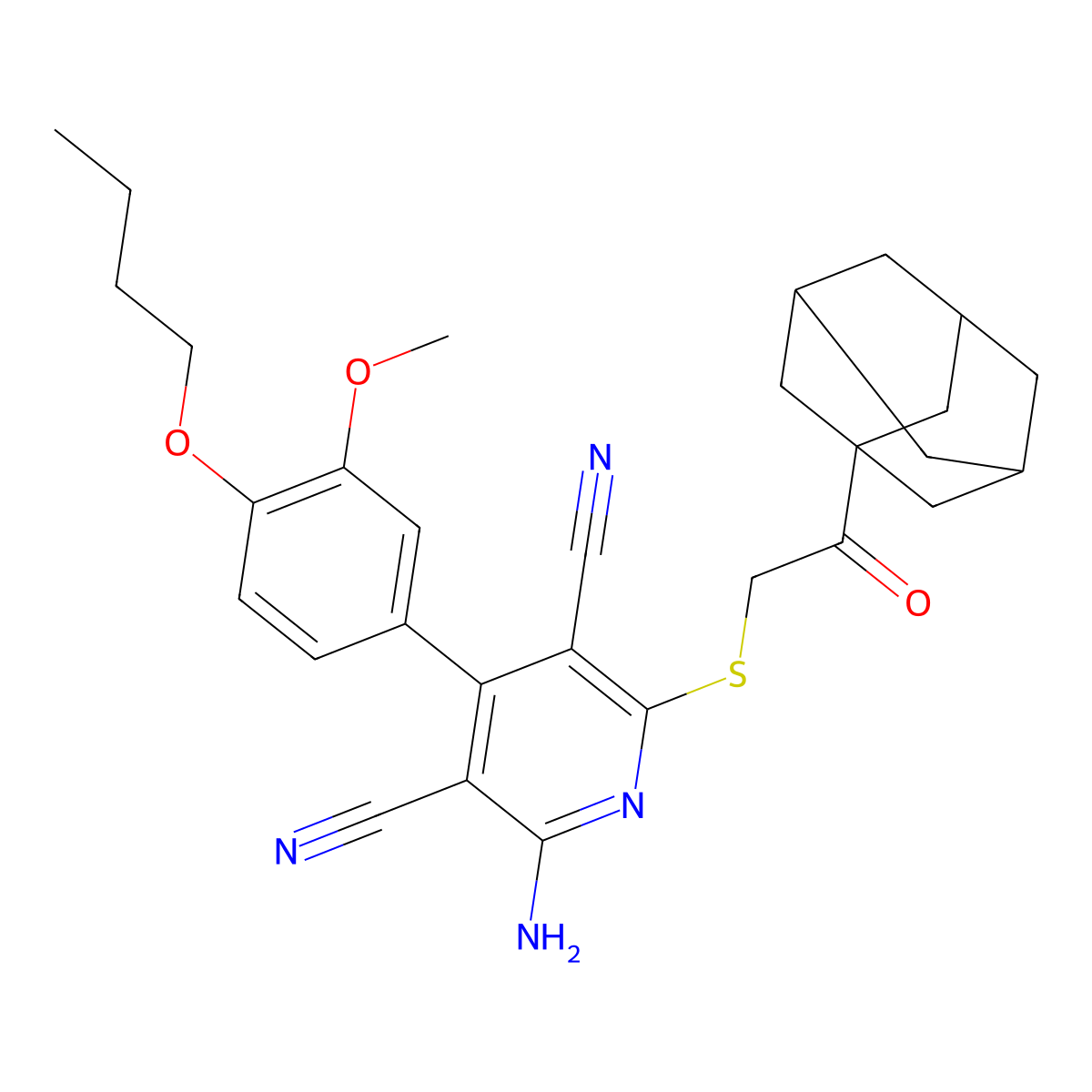 2-{[2-(1-Adamantyl)-2-oxoethyl]sulfanyl}-6-amino-4-(4-butoxy-3-methoxyphenyl)-3,5-pyridinedicarbonitrile molecular structure, CAS 340817-99-4
