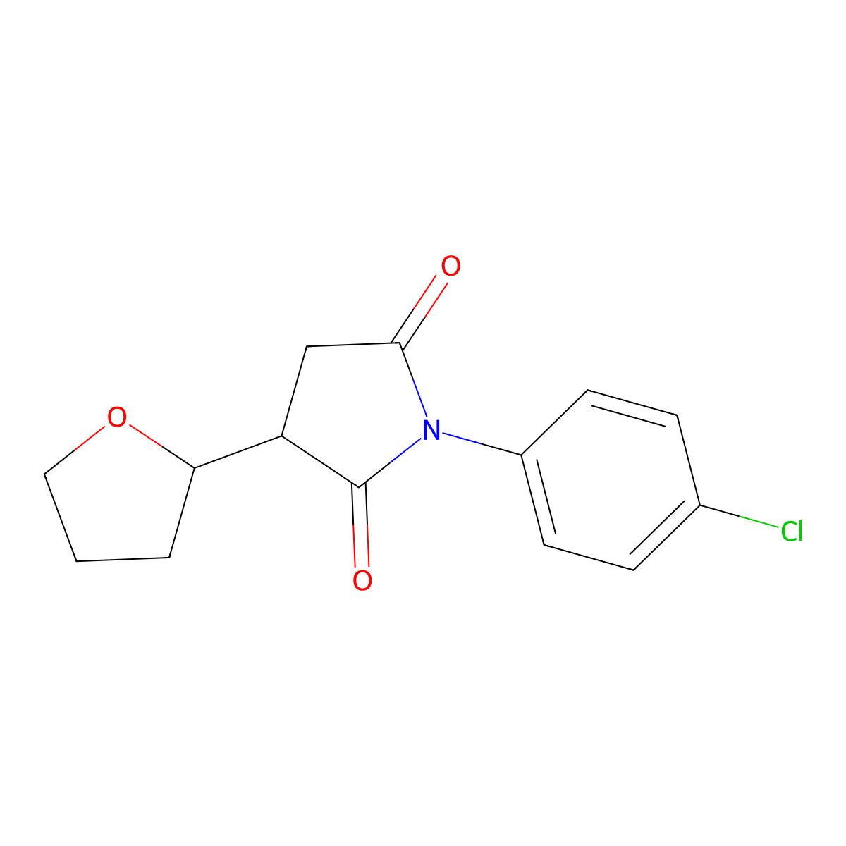 1-(4-Chlorophenyl)-3-(oxolan-2-yl)pyrrolidine-2,5-dione molecular structure, CAS 340818-59-9