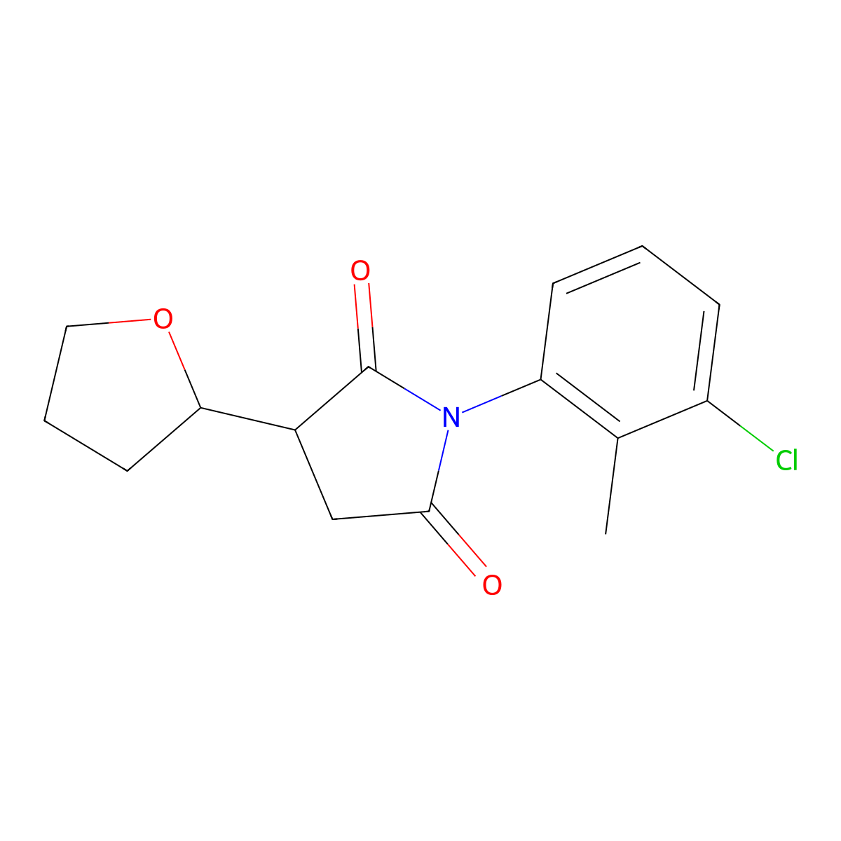 1-(3-Chloro-2-methylphenyl)-3-(oxolan-2-yl)pyrrolidine-2,5-dione molecular structure, CAS 340818-61-3
