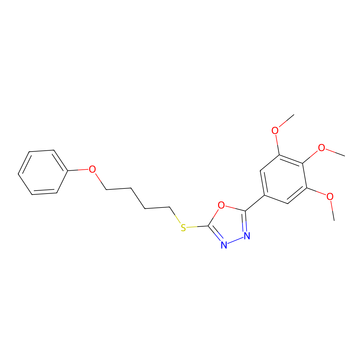2-(4-Phenoxybutylsulfanyl)-5-(3,4,5-trimethoxyphenyl)-1,3,4-oxadiazole molecular structure, CAS 340818-70-4