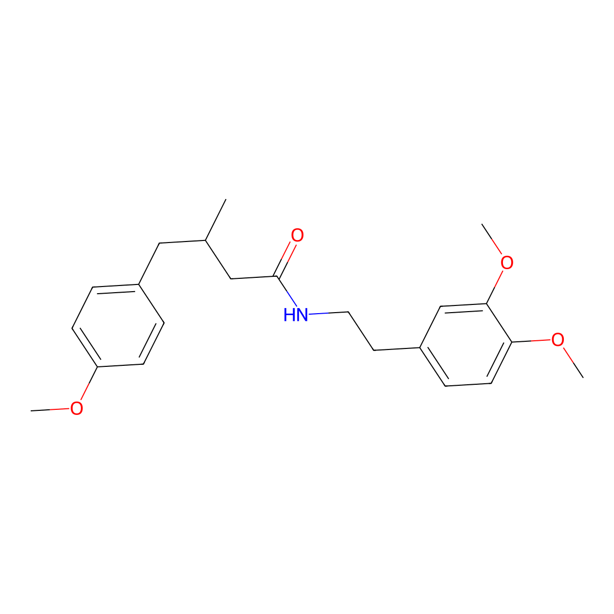 N-[2-(3,4-dimethoxyphenyl)ethyl]-4-(4-methoxyphenyl)-3-methylbutanamide molecular structure, CAS 340825-98-1