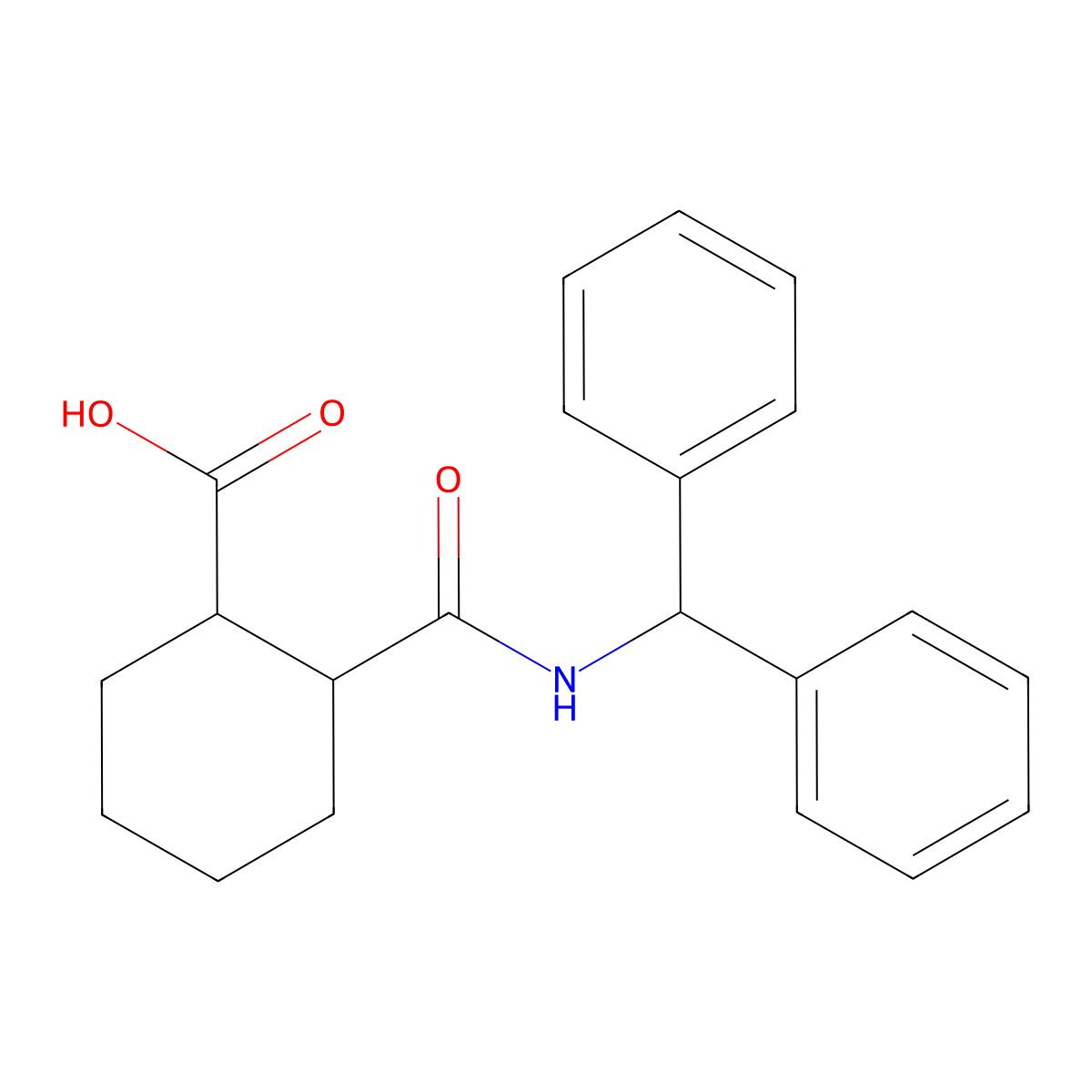 2-(benzhydrylcarbamoyl)cyclohexane-1-carboxylic Acid molecular structure, CAS 340827-80-7