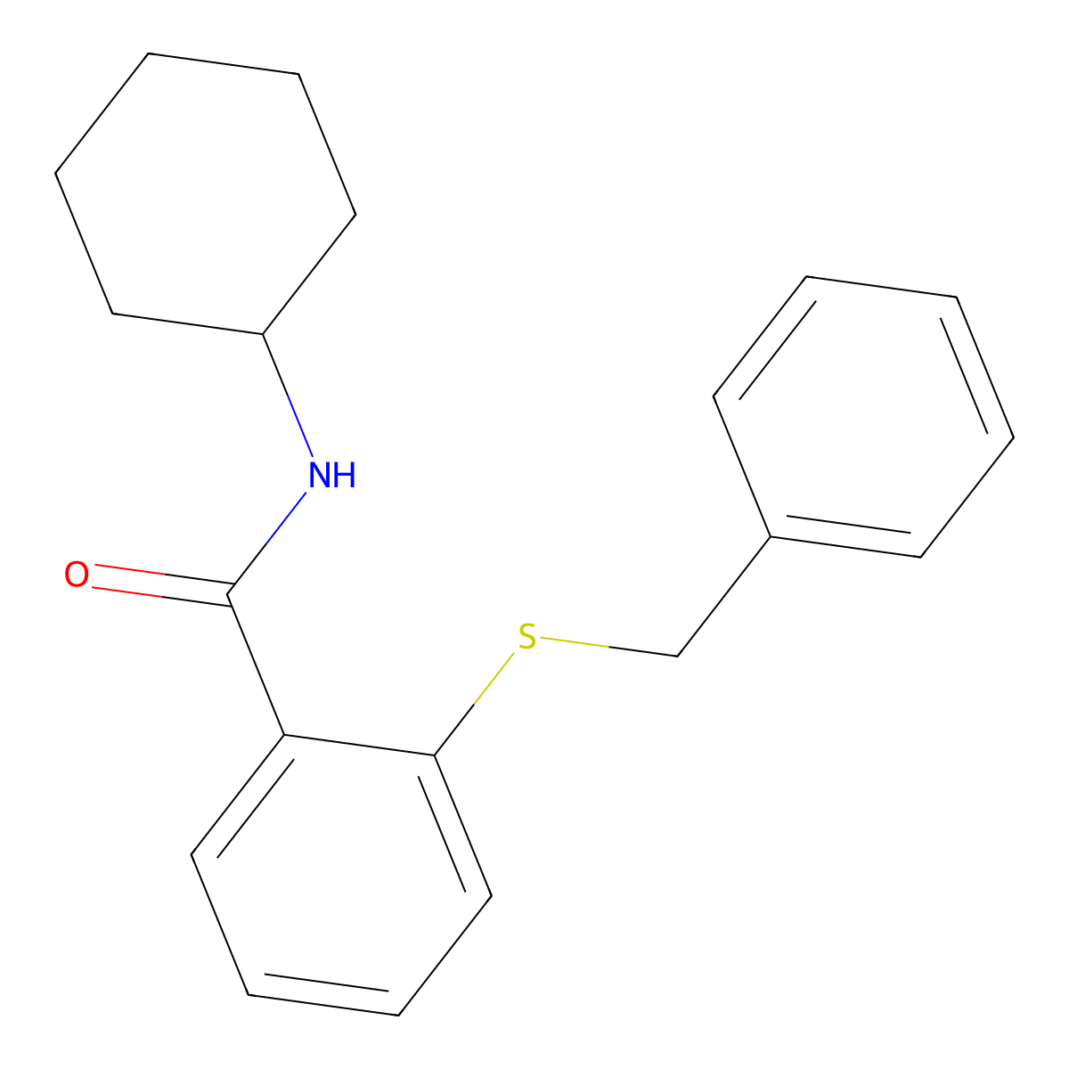 2-(benzylsulfanyl)-N-cyclohexylbenzamide molecular structure, CAS 340828-18-4